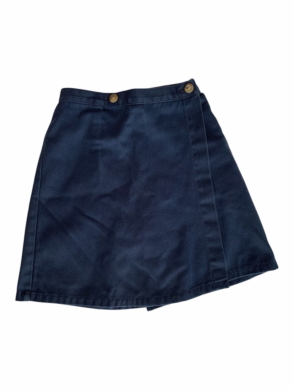 Lands' End Skort Girls Size 6X Navy Blue Chino Buttons Flat Front School Uniform